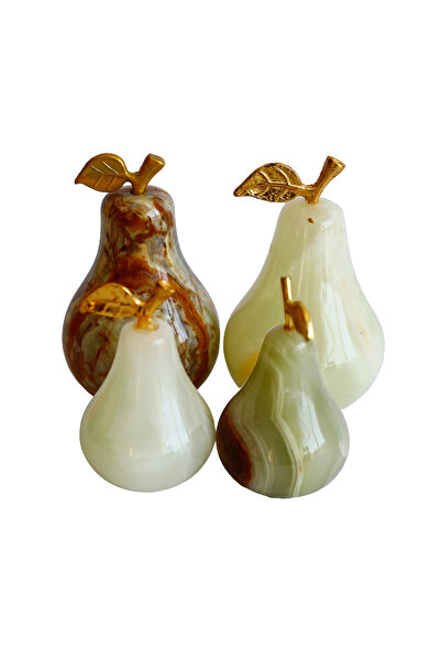 Onyx Natural Stone Pear Trinket Set | 2,3" and 1,5" Size 4-Piece Decorative Trinket | Handmade, Original
