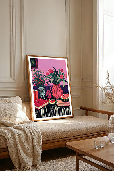 Dekorsiahome Tek Parça Ahşap Çerçeveli Oturma Odası Salon Mutfak Tablosu TK1813