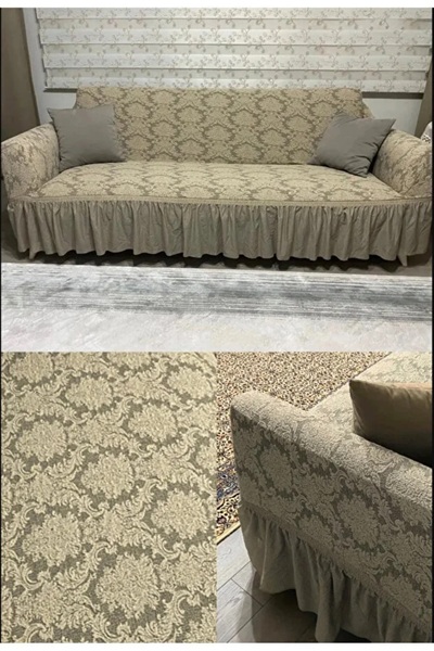 ARİFE HOME Jacquard 3-Seater Elastic Sofa Cover |   Ottoman Pattern Jacquard Sofa Cover Armchair Slipcover