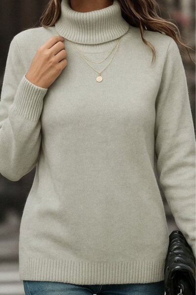 buğrahayalin   Women's Long Sleeve Turtleneck Knitwear Blouse