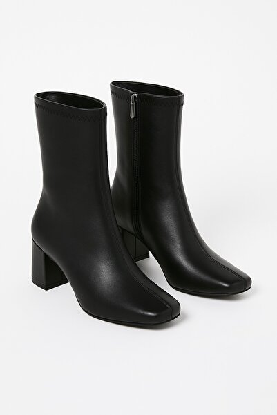 MUFUMA Siyah Kare Burun Kadın Bot