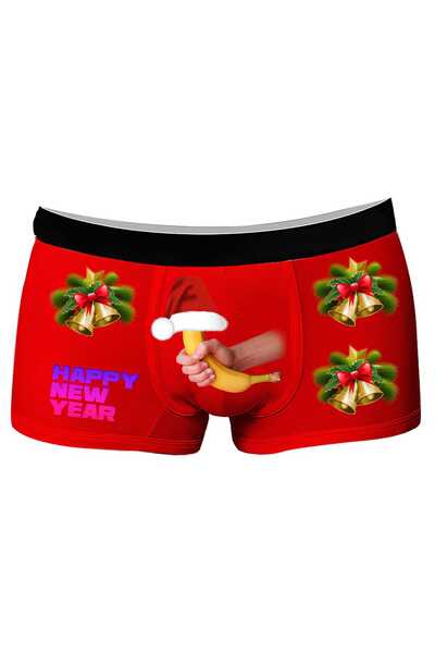 Onudabunuda Baskılı Erkek Boxer (Kırmızı-Yılbası2)