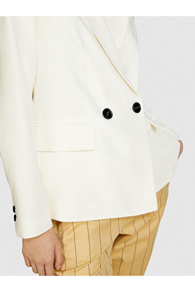 Sisley Viscose Blended Piped Pocket Detailed Jacket Women's Blue Jacket - 324P2Kvxlw01R