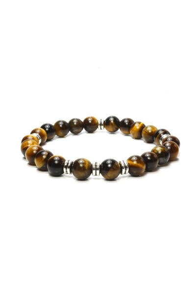 ILGIN DOĞAL TAŞ TAKI Tiger Eye Natural Stone Men's Bracelet