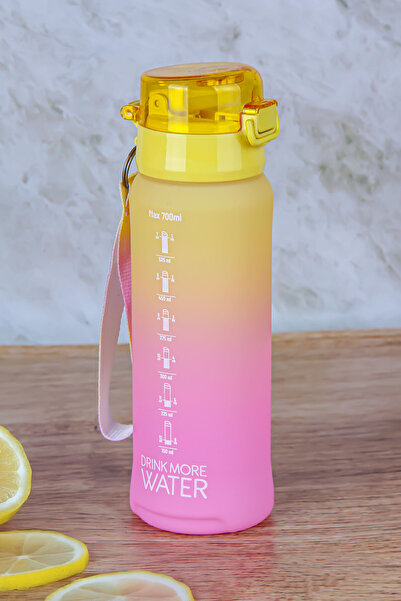 A&A زجاجة ماء كبيرة الحجم سعة 700 مل مزدوجة اللون مانعة للتسرب مع حبل وبدون ماصة