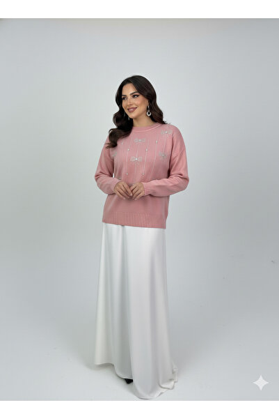 Blue Morpho Bow Row Knitwear Stone Skirt Top Crop Sweater