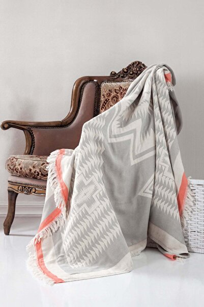 Çulha Azur Gray-Narcissis, 100% Cotton 130X170 cm Tv Blanket