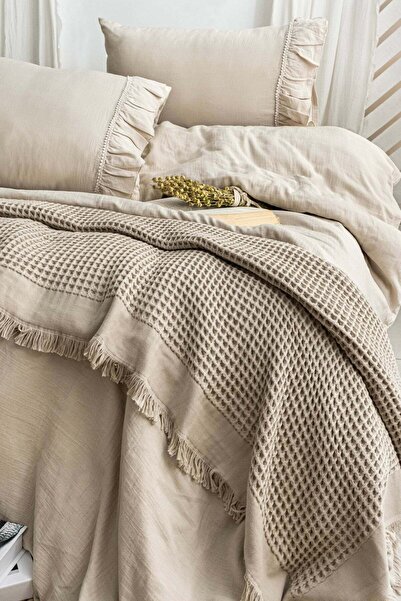 Çulha Serena Beige, 100% Cotton, Double Muslin Bedding Set