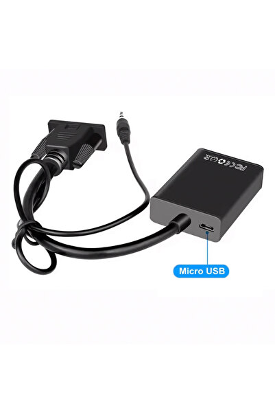 nelerbulurum Vga to HDMI Converter with Audio Input (45 cm Aux Cable 15 cm Vga Cable)