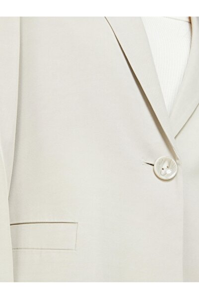 Sisley 100% Viscose Pocket Piped Single Button Satin Blazer Jacket Women's Gray Jacket - 324P29Nmlw023