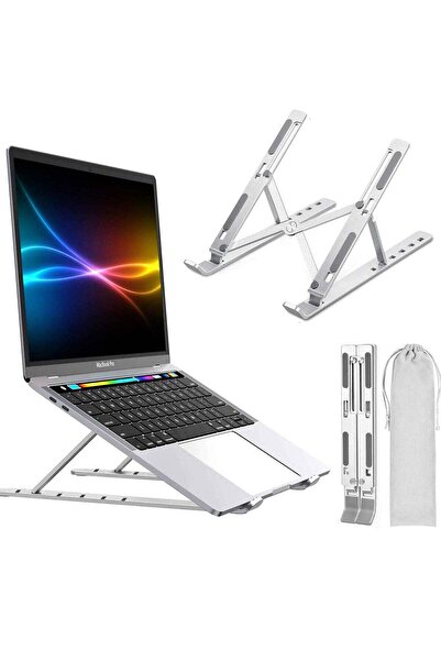 Generic Adjustable Aluminum Alloy Foldable Laptop Stand - Silver