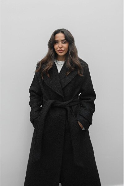 Havoş Black Livorno Wool Blend Belted Coat
