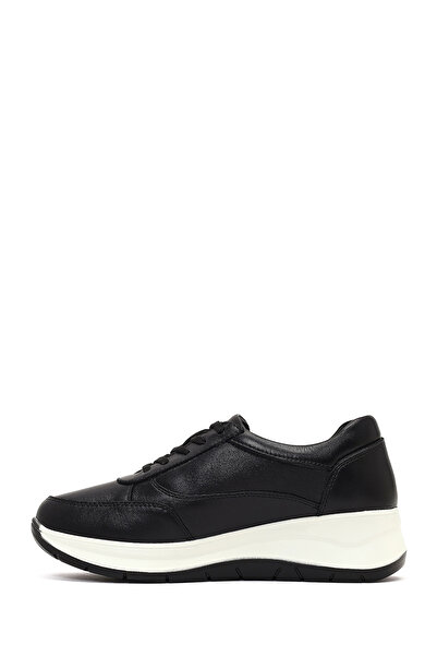 Derimod Women's Black Lace-Up Thick Soled Leather Sneaker 25Afd501718