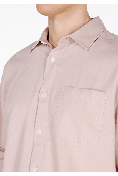 Colin's Cămașă Relax Fit Gât simplu Cămașă roz pentru bărbați cu mânecă lungă