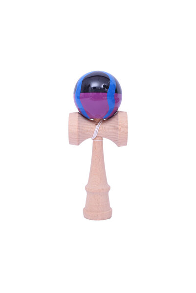 Berbis Kendama X Originala - Jucarie din Lemn, 18 cm, Model Lucios Negru-Mov ...