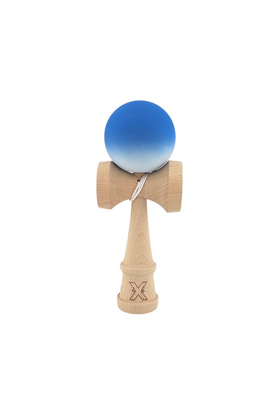 Berbis Kendama X Originala - Jucarie din Lemn, 18 cm, Model Albastru-Alb in D...