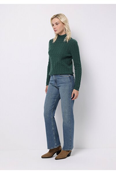 Colin's Regular Fit Yarım Balıkçı Yaka Düz Kadın Yeşil Kazak