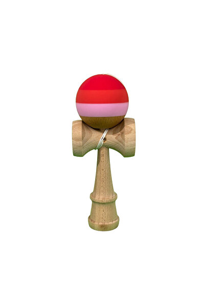 Berbis Kendama X Originala - Jucarie din Lemn, 18 cm, Model Multicolor Rosu I...