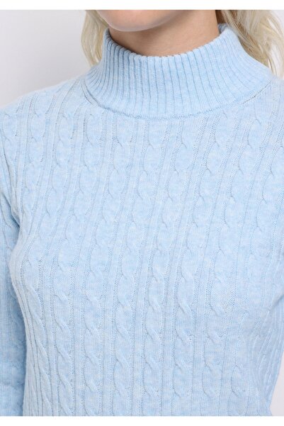 Colin's Regular Fit Yarım Balıkçı Yaka Düz Kadın Mavi Kazak