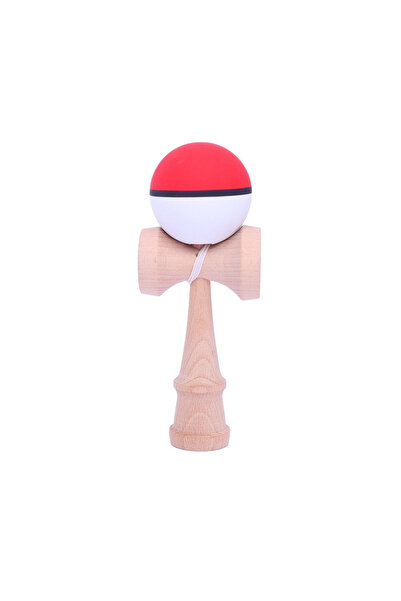 Berbis Kendama X Originala - Jucarie din Lemn, 18 cm, Model Multicolor Rosu-N...