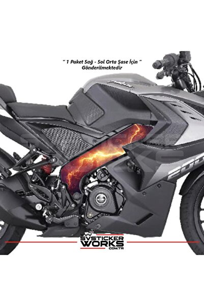 ARONA Bajaj Pulsar RS200 Orta Şase Kaplama Kırmızı Şimşek Desen Sticker