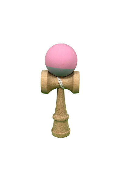 Berbis Kendama X Originala - Jucarie din Lemn, 18 cm, Model Bicolor Roz-Gri