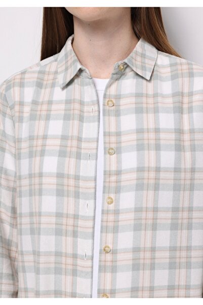 Colin's Regular Fit Shirt Neck Ekoseli Kadın Yeşil Uzun Kol Gömlek