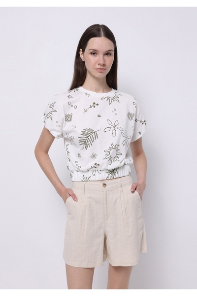 Colin's Регулярне облягання з круглим вирізом з принтом жіноча біла футболка з коротким рукавом