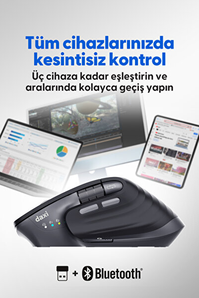 Daxi MX900 Studio PRO Ergonomik Kablosuz Bluetooth Mouse, 4800 DPI, FlyingWheel Kaydırma