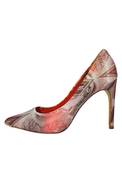 Ted Baker Pantofi damă din satin - baroc portocaliu închis, stiletto 10 cm, metal decorativ, EU 38