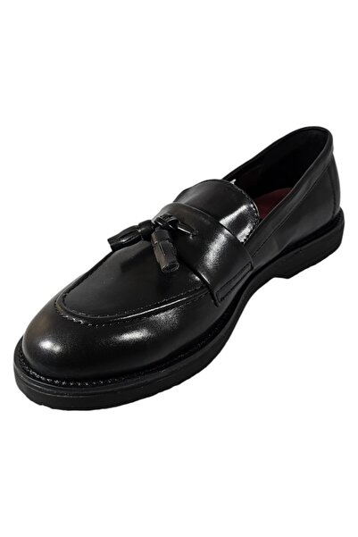 TopMan TOP MAN Men's Loafers Black Faux Leather Tassels Rubber Sole Size 43 EU