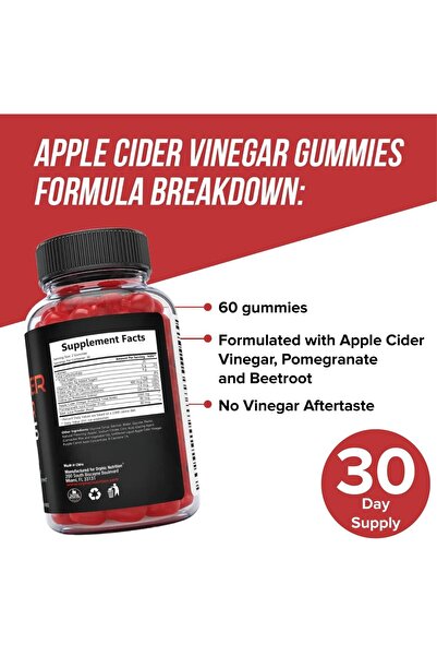 Orphic Nutrition Apple Cider Vinegar Gummies – 1000mg with Vitamin B12, Beetroot & Pomegranate