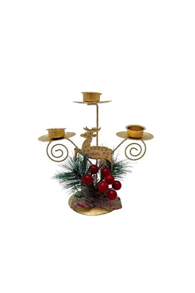 velve Decoratiune "Lumina Festiva" tip sfesnic metalic cu suport pentru 3 lum...