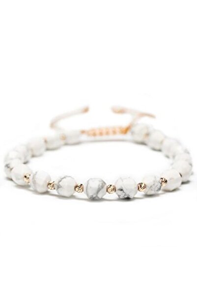 MANAVA 14k gold bracelet with 20 balls and howlite stones, adjustable