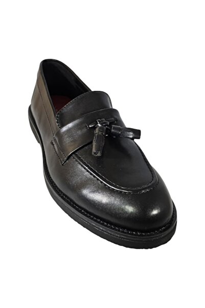 TopMan TOP MAN Men's Loafers Black Faux Leather Tassels Rubber Sole Size 43 EU