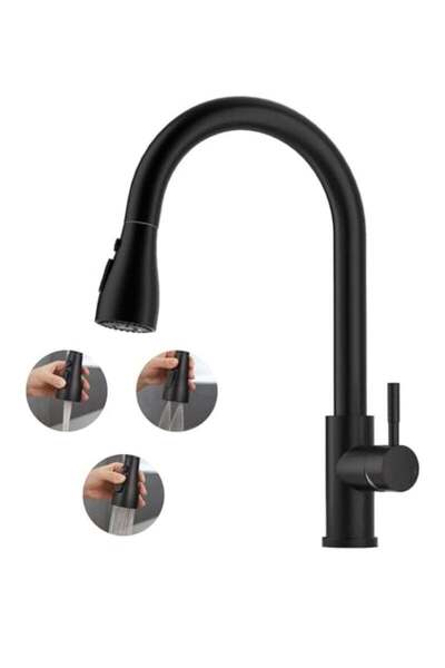 fulina Black Kitchen Faucet, Kitchen Sink Mixer Tap with Pull Down Sprayer Matte Black, 1 Hole Stainless St
