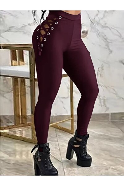 civetta Women's High Waist Cross Lace-Up Tulle Detailed Diver Leggings