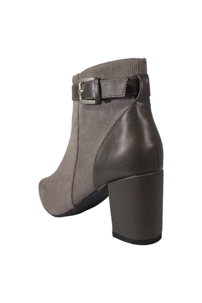 JD Williams Women's Ankle Boots, ribbed textile, taupe grey, 7 cm heel, EU 37 (wide fit)