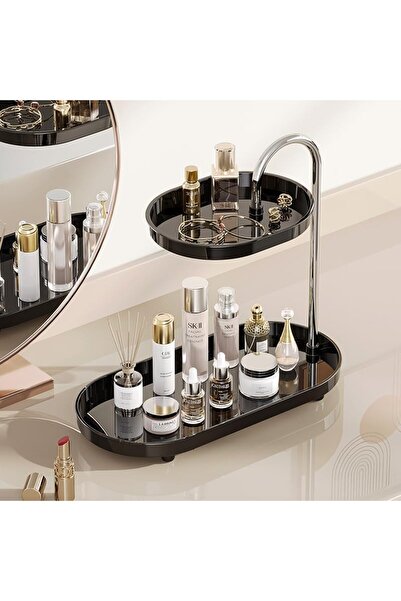 Arabest Bathroom Countertop Vanity Tray 2 Tiers Sink Trays Cosmetic Storage Organizer for Dresser Soap Dispe