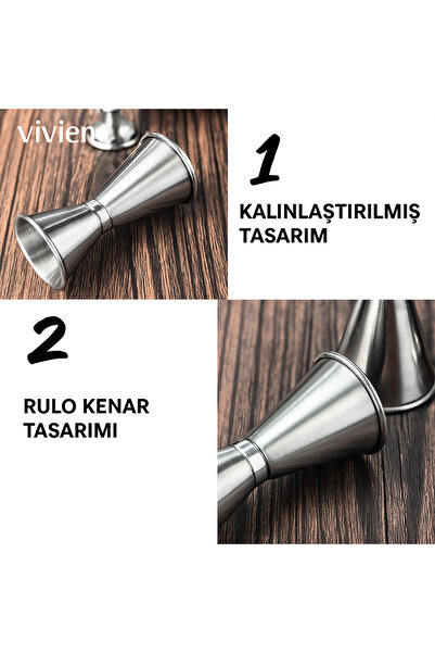 Vivien Home Jigger 2/4 CI Çelik, Kokteyl Ölçeği