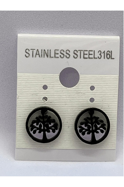selfquality Paslanmaz Çelik Siyah Renk Hayat Ağacı Figürlü Klipsli Kadın Çift...
