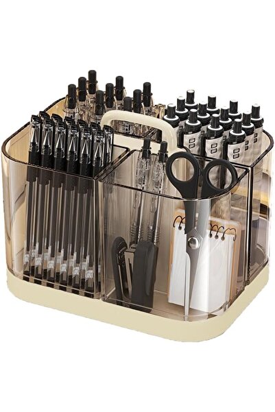 Arabest Stackable Caddy Organizer with Handle, Transparent Portable Desk Caddy for Art Craft Supplies, Offic