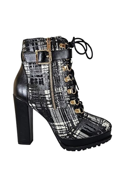 JustFab Shoedazzle Women's Boots, Black Artistic Print, Faux Leather, Size 37.5 EU
