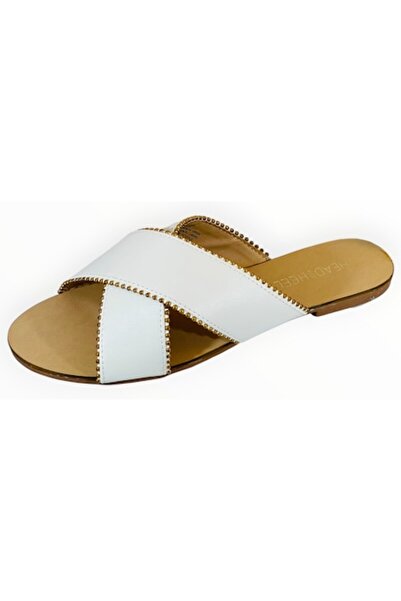 Dune London Head Over Heels - Women's Flat Faux Leather Sandals White X-Cross Strap Size 38 EU