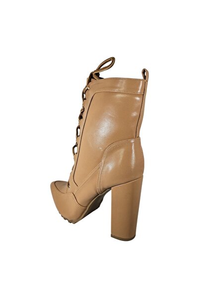 JustFab Shoedazzle Women's Ankle Boots Faux Leather Light Brown, 10 cm Heel, Size 38.5 EU