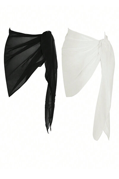 GLOWNİGHT Pareo Siyah Beyaz