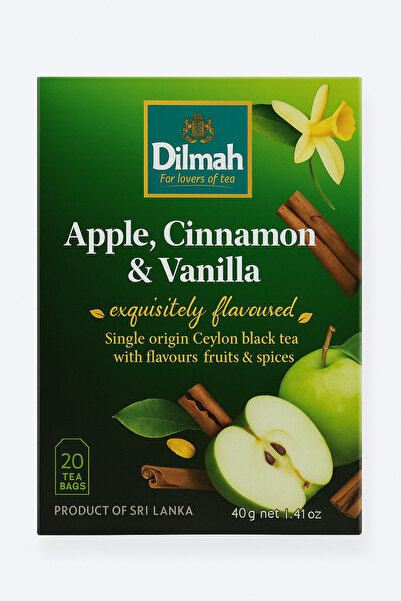 Dilmah Apple, Cinnamon & Vanilla – Elma, Tarçın ve Vanilya Aromalı Siyah Çay (20 Poşet)