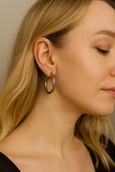 Mivra Kadın Küçük Halka 6’lı Set Gümüş Rengi Çelik Küpe