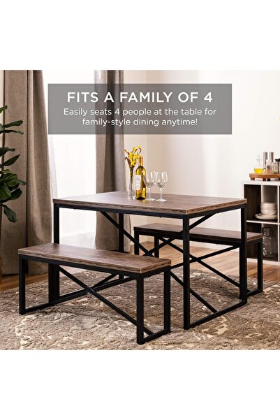 HXDream 3-Piece Bench Style Dining Furniture Set, simple and fashionable，Table set， Chairs set