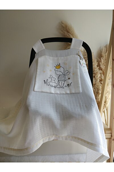 MAMARADUGA Single Stroller Cover Single Layer Muslin Embroidered Prince-Rabbit (Special Production)